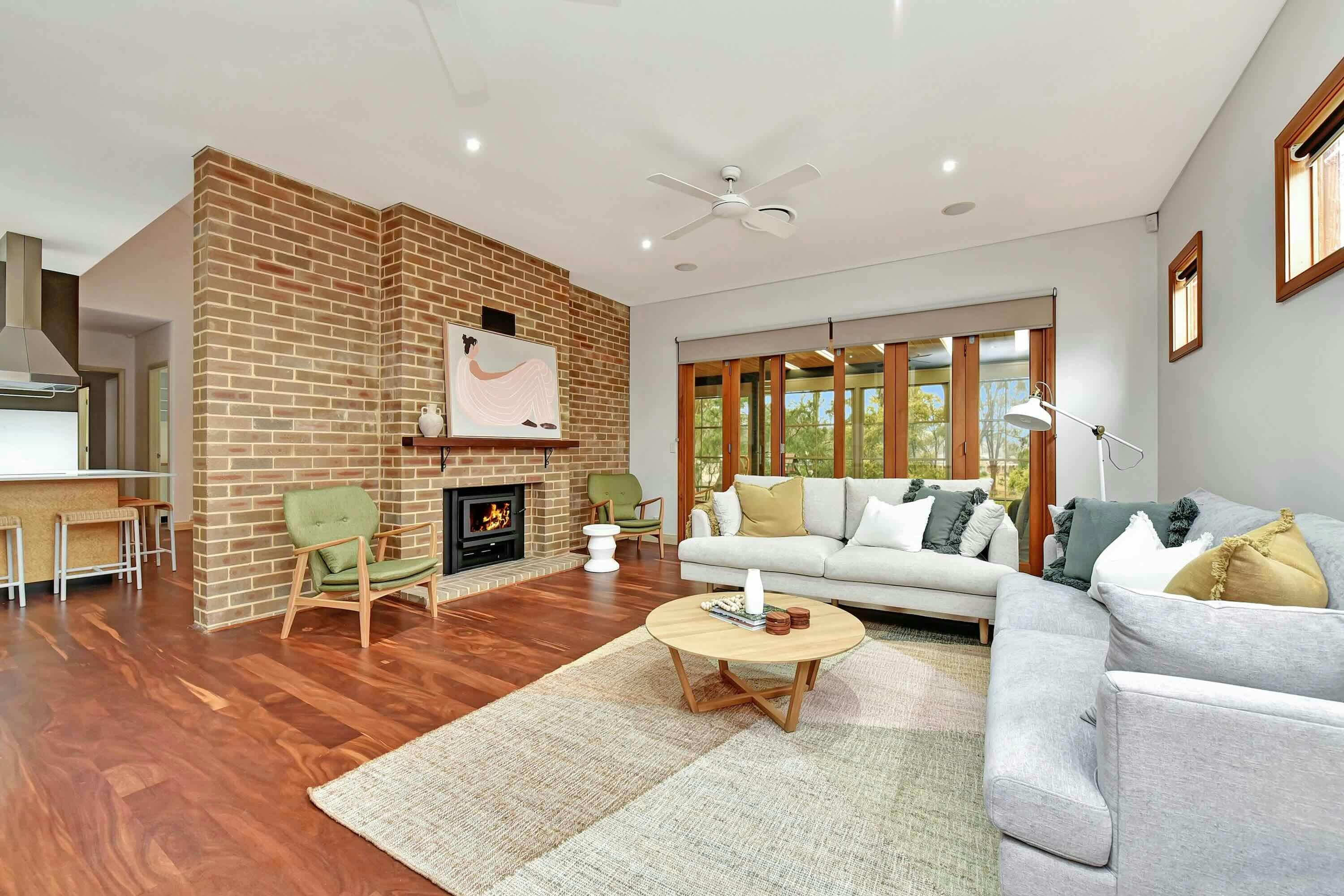 Living room with fireplace
