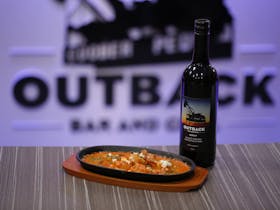 Entree and wine