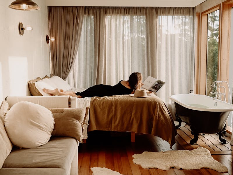 large bed and clawfoot tub