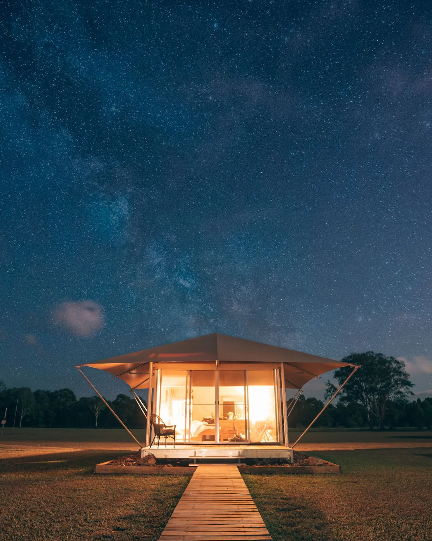 Glamping Tent at night