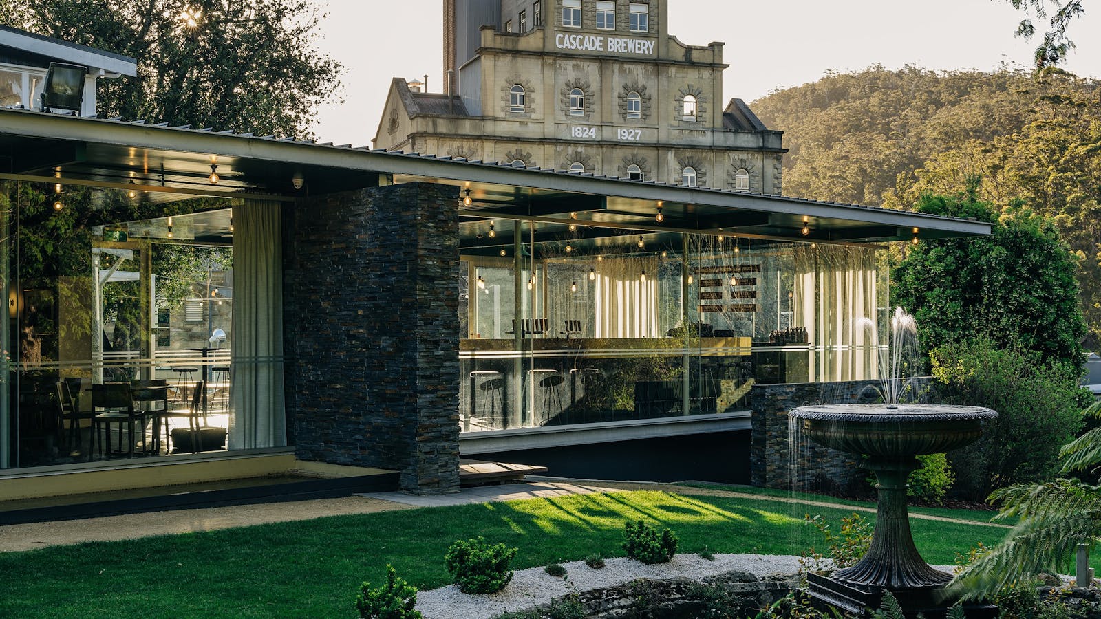 Cascade Brewery as seen from Brewery Bar gardens