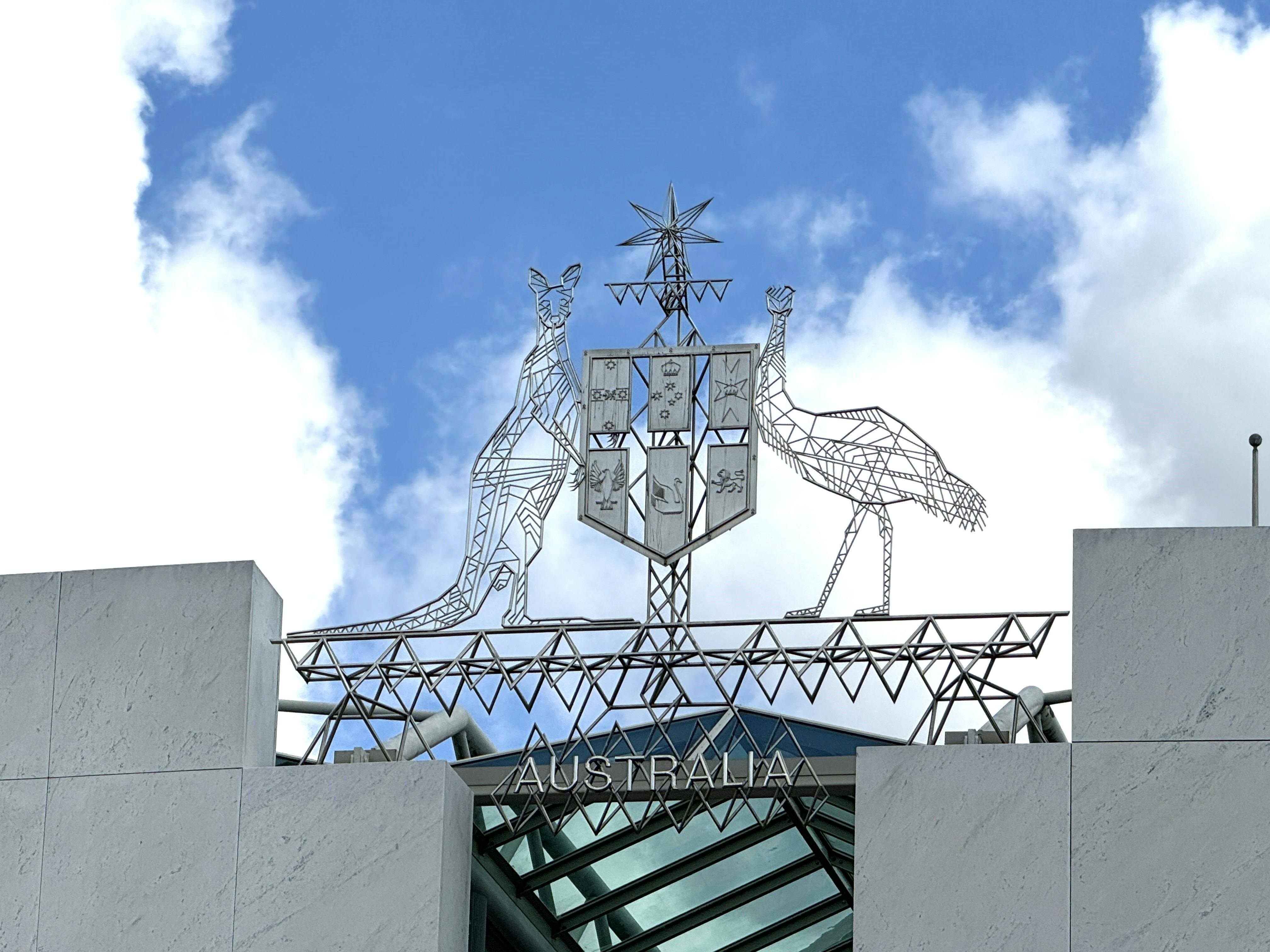 Australian Coat of Arms featuring a kangaroo and an emu