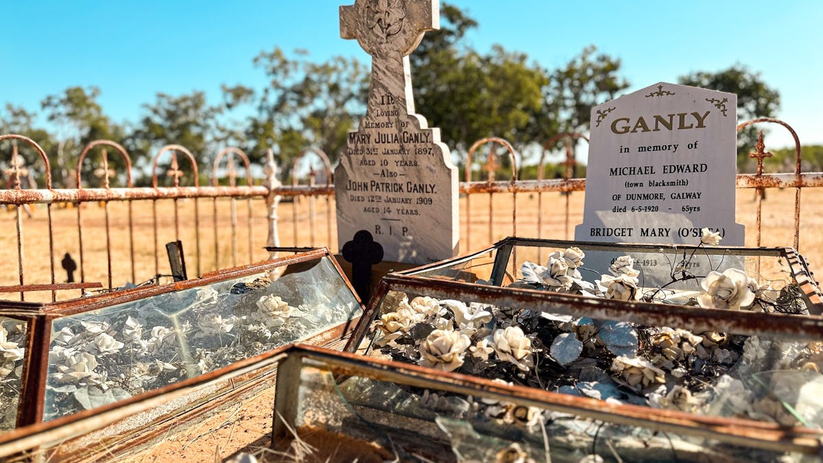 Croydon cemetery, historic, chinese settlers, gravestones, porcellain flowers, intricate grave stone