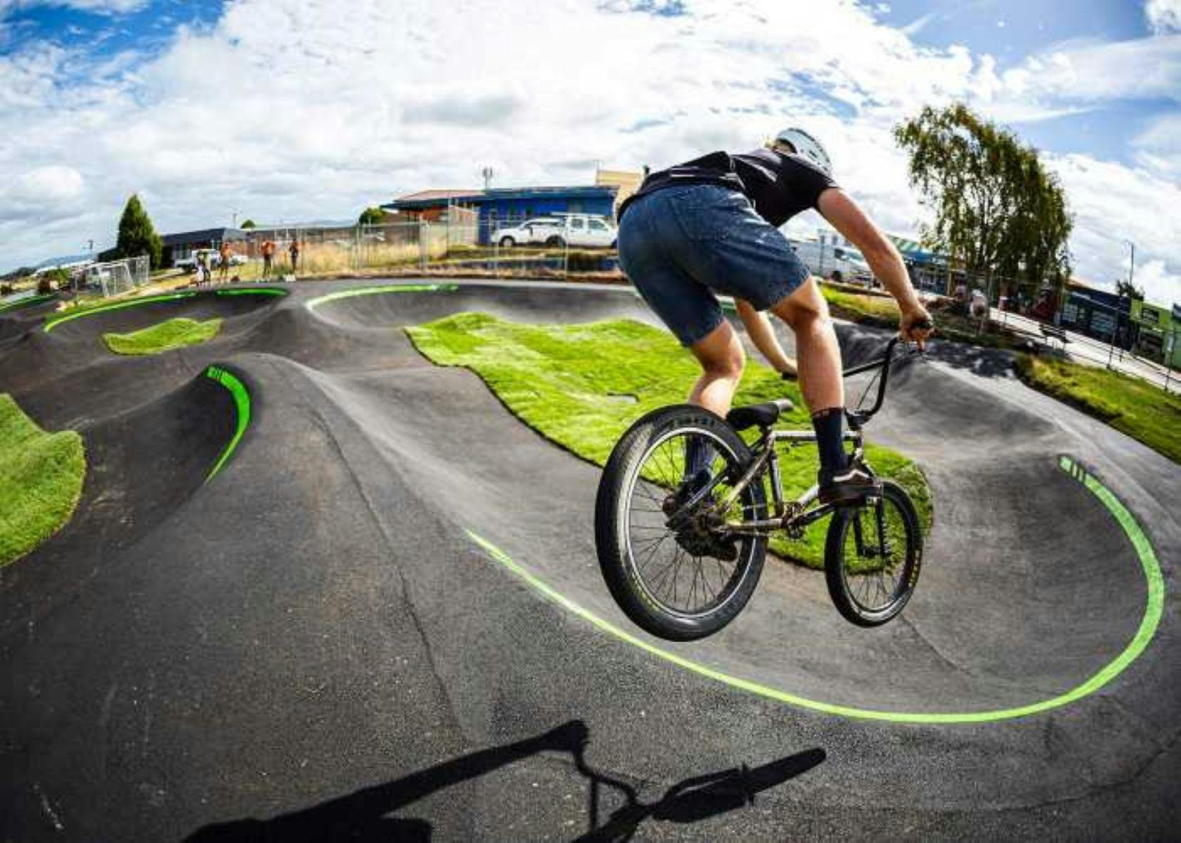 Rider at pump track