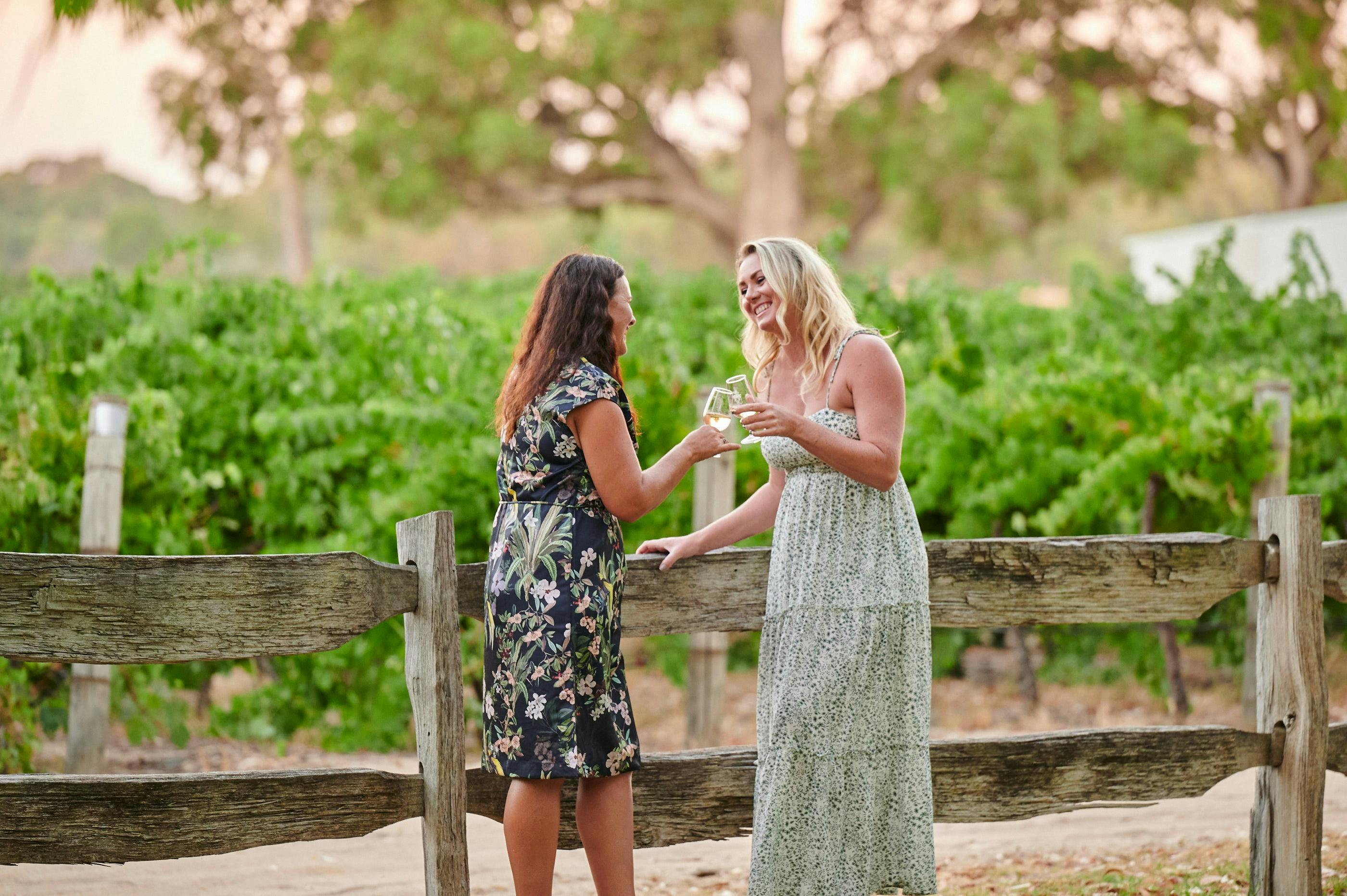 Ladies enjoying wine at Peel Estate