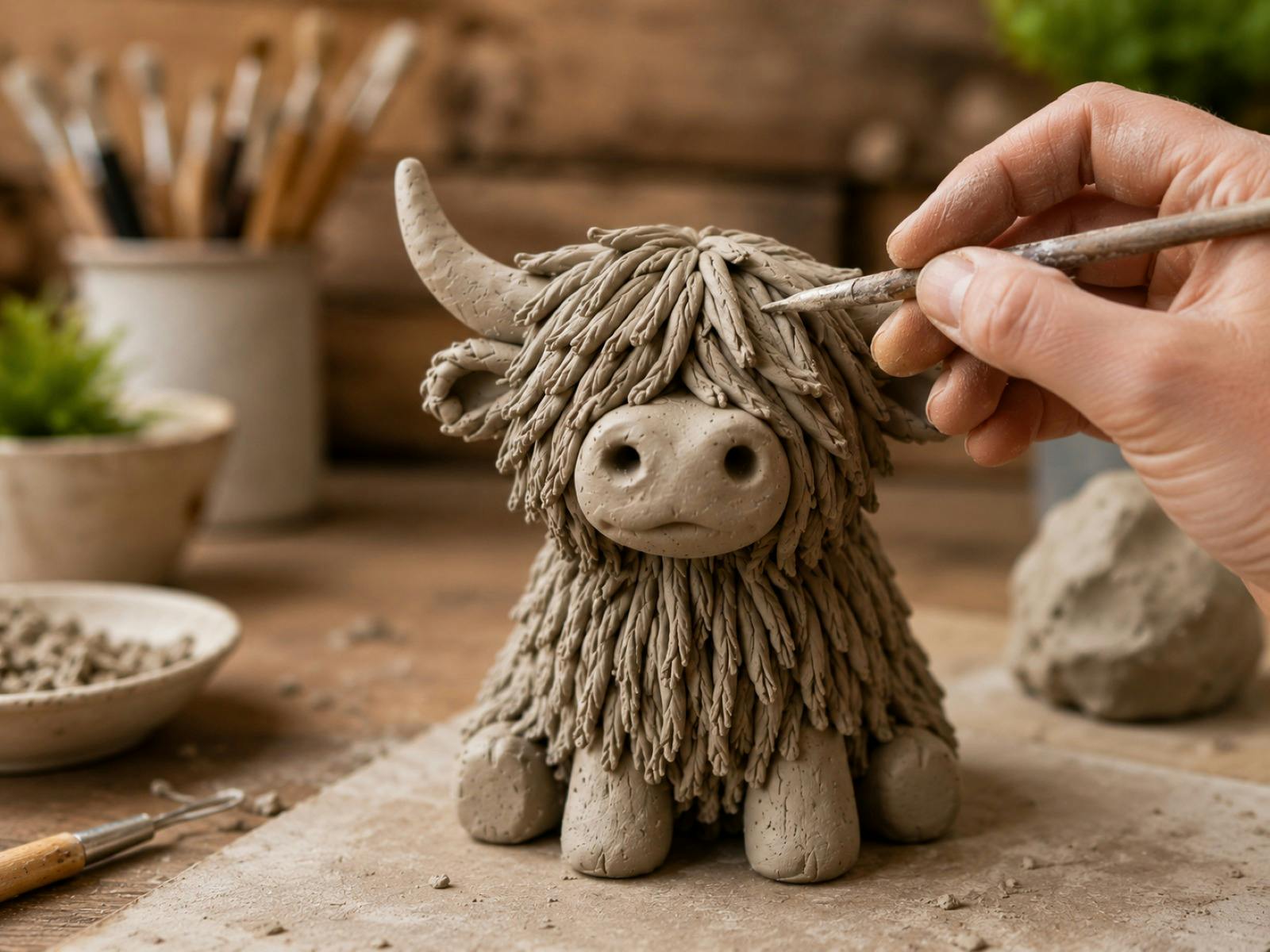 Pat and Create Clay Highland Cows at Barossa 1887 - July