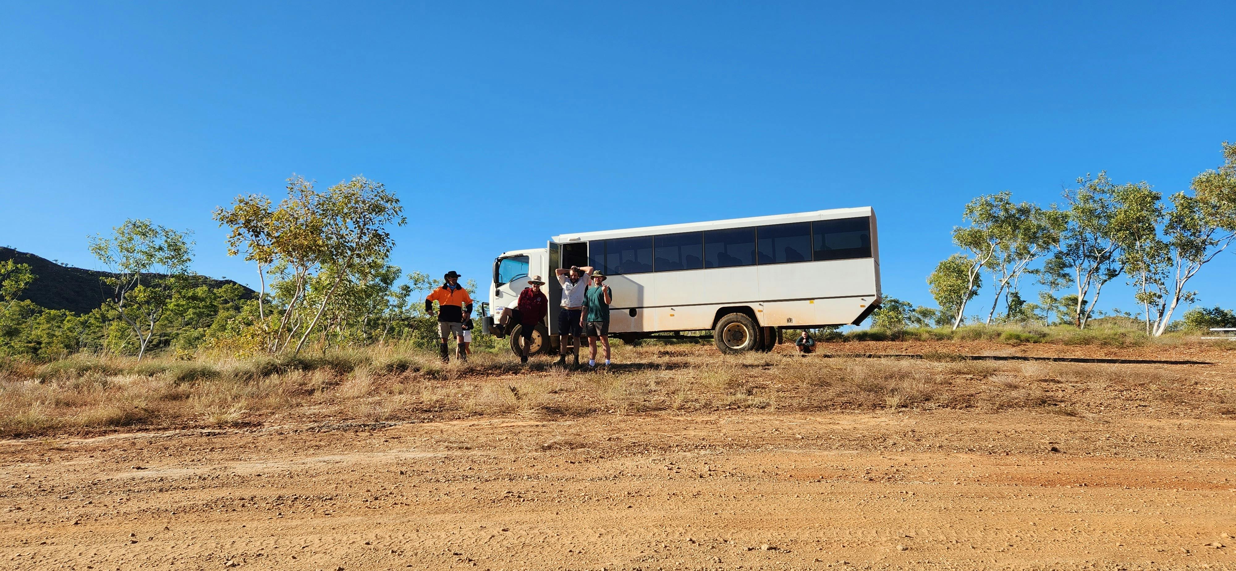 Tour bus along the track to Purnululu