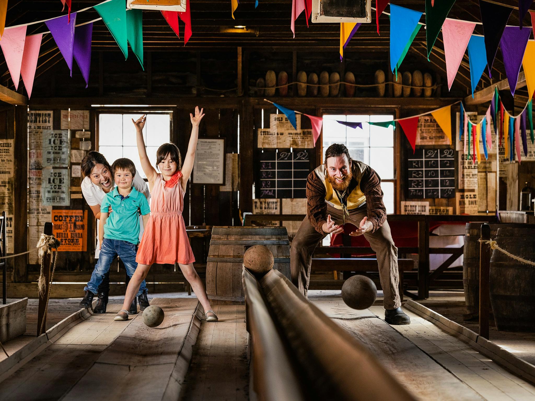 Family bowling at Sovereign Hill