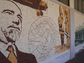 Sir Hubert Wilkins mural in Jamestown - painted on the side of former Eudunda Farmers building .