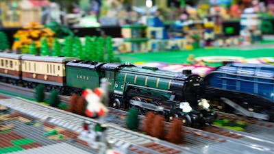 Great photo of a LEGO train display