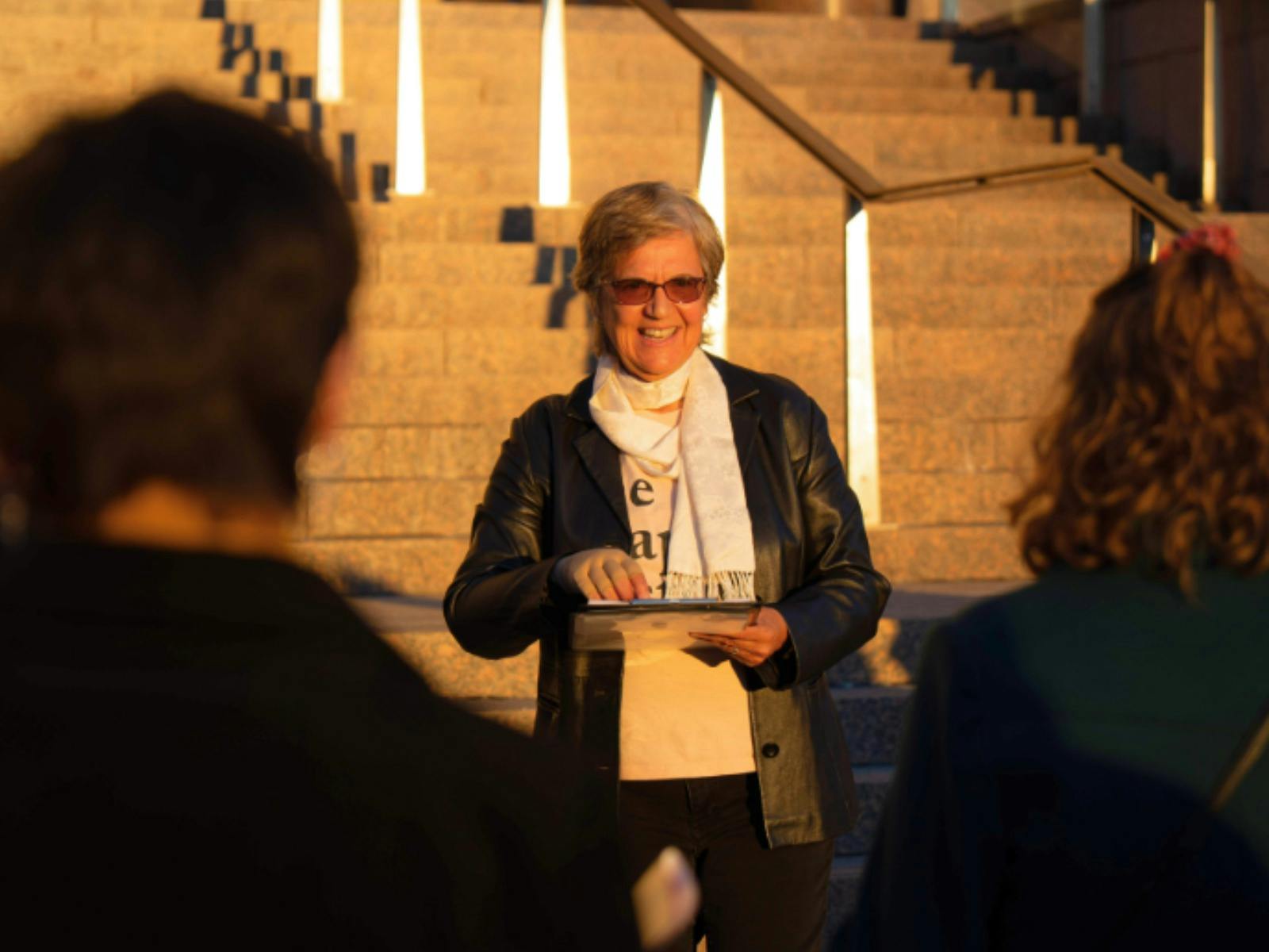 Local guide in Canberra walking with group