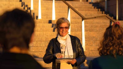 Local guide in Canberra walking with group