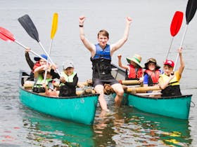 Raft building and canoeing