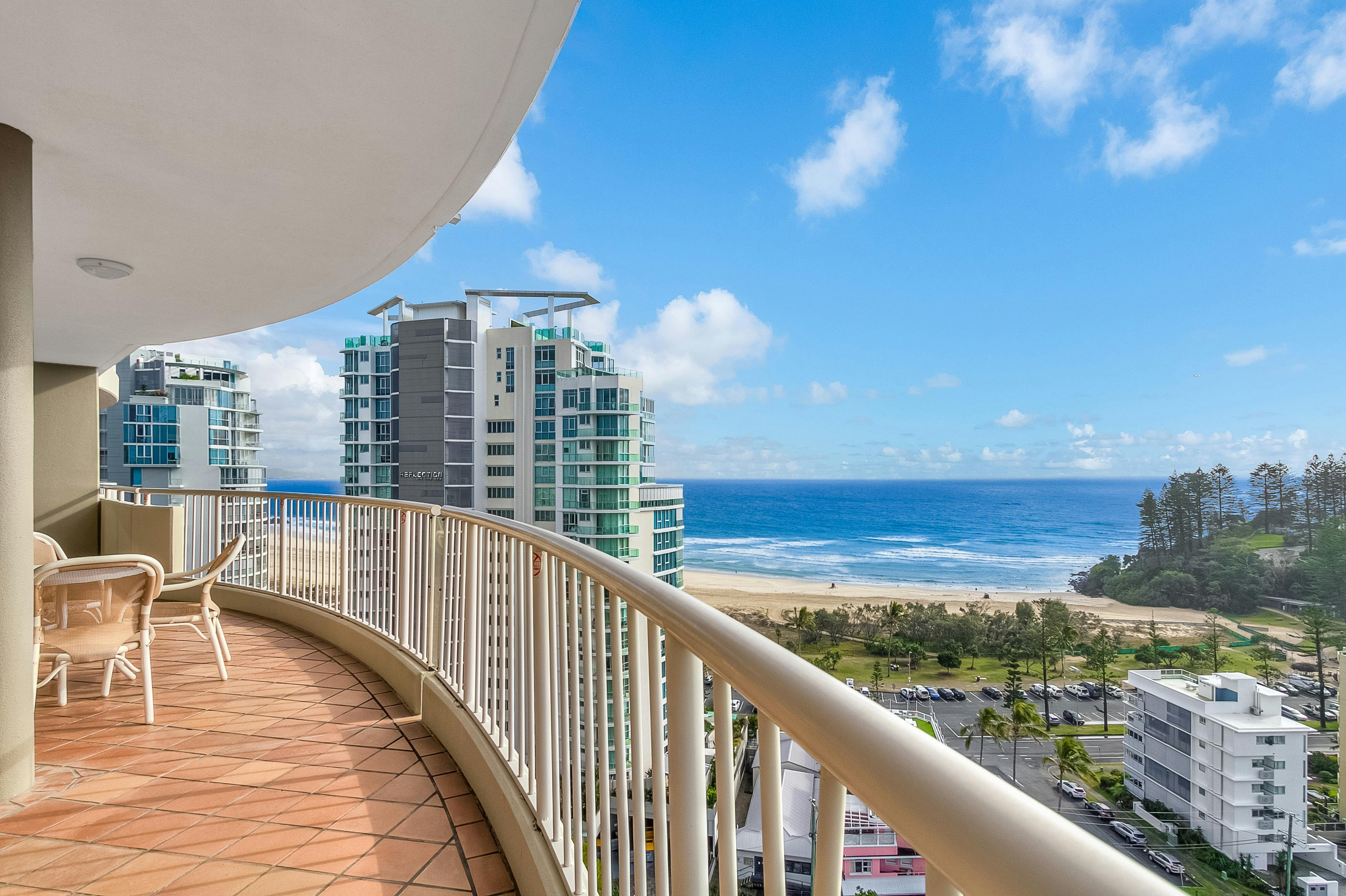 balcony with view to the beach