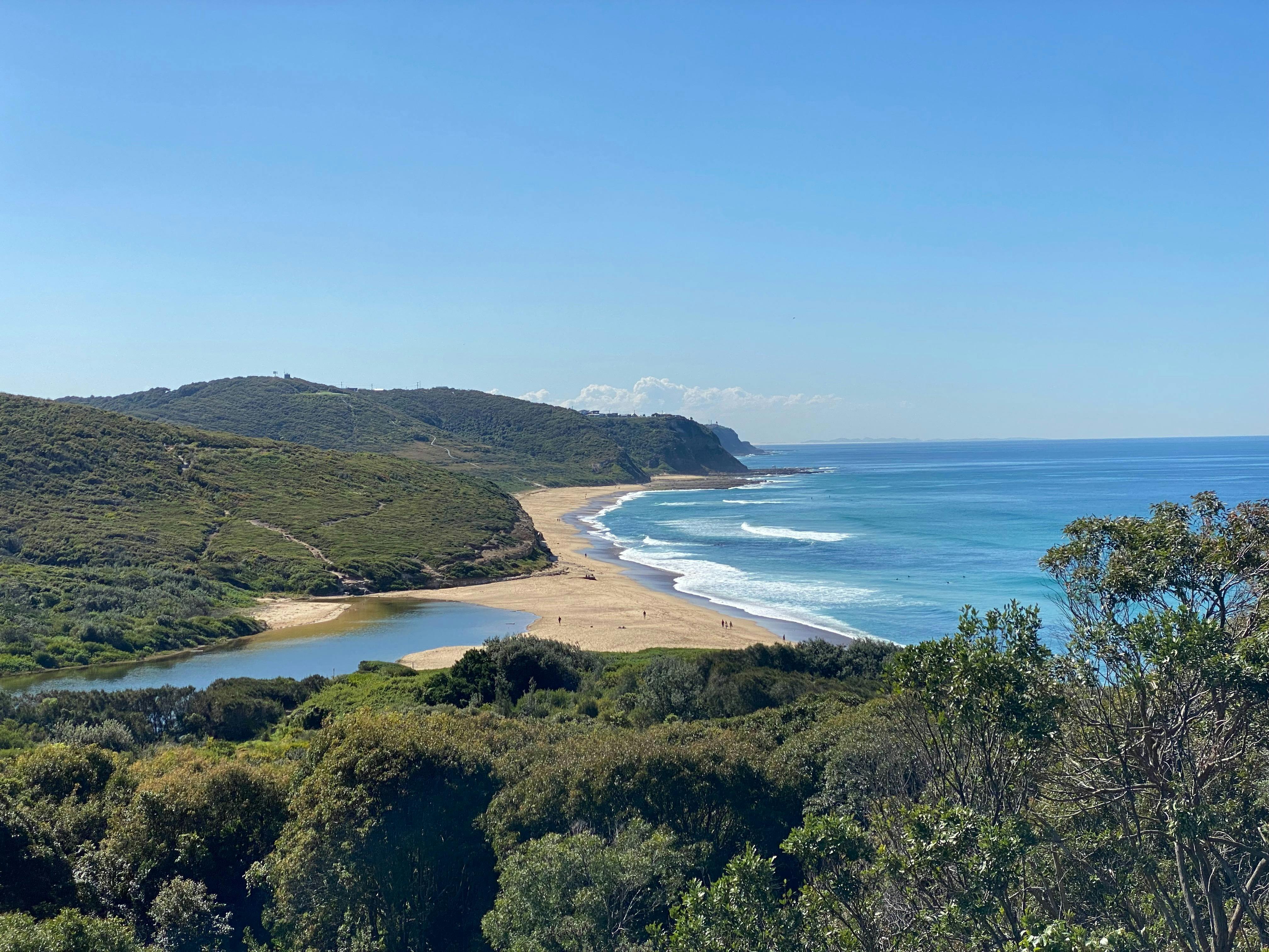 A coastal lagoon and beach