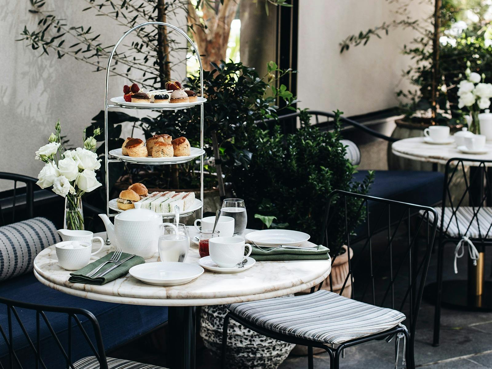 High tea stand and table