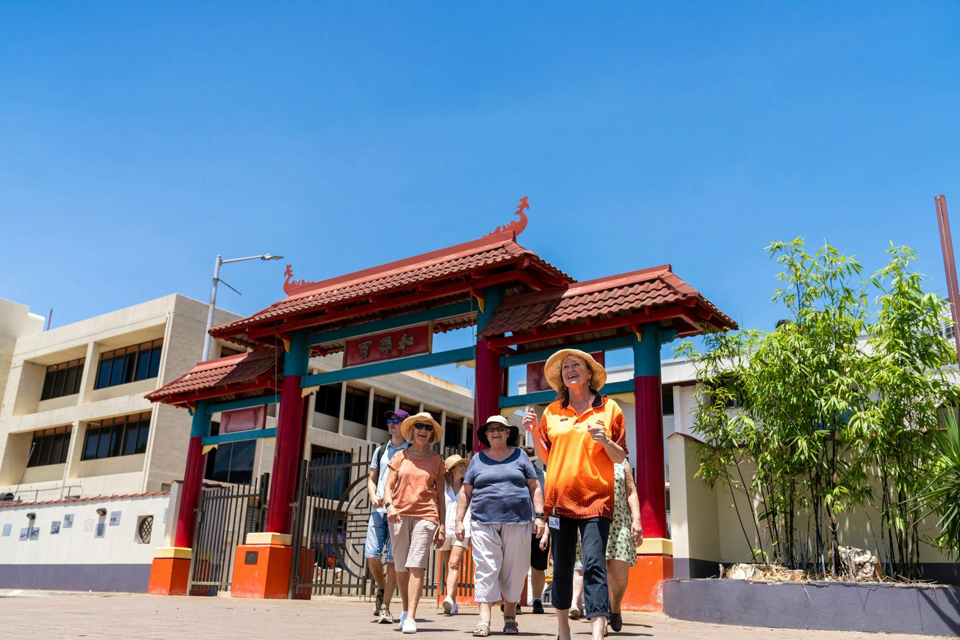 Walk Darwin guide leads group into the Chinese Temple