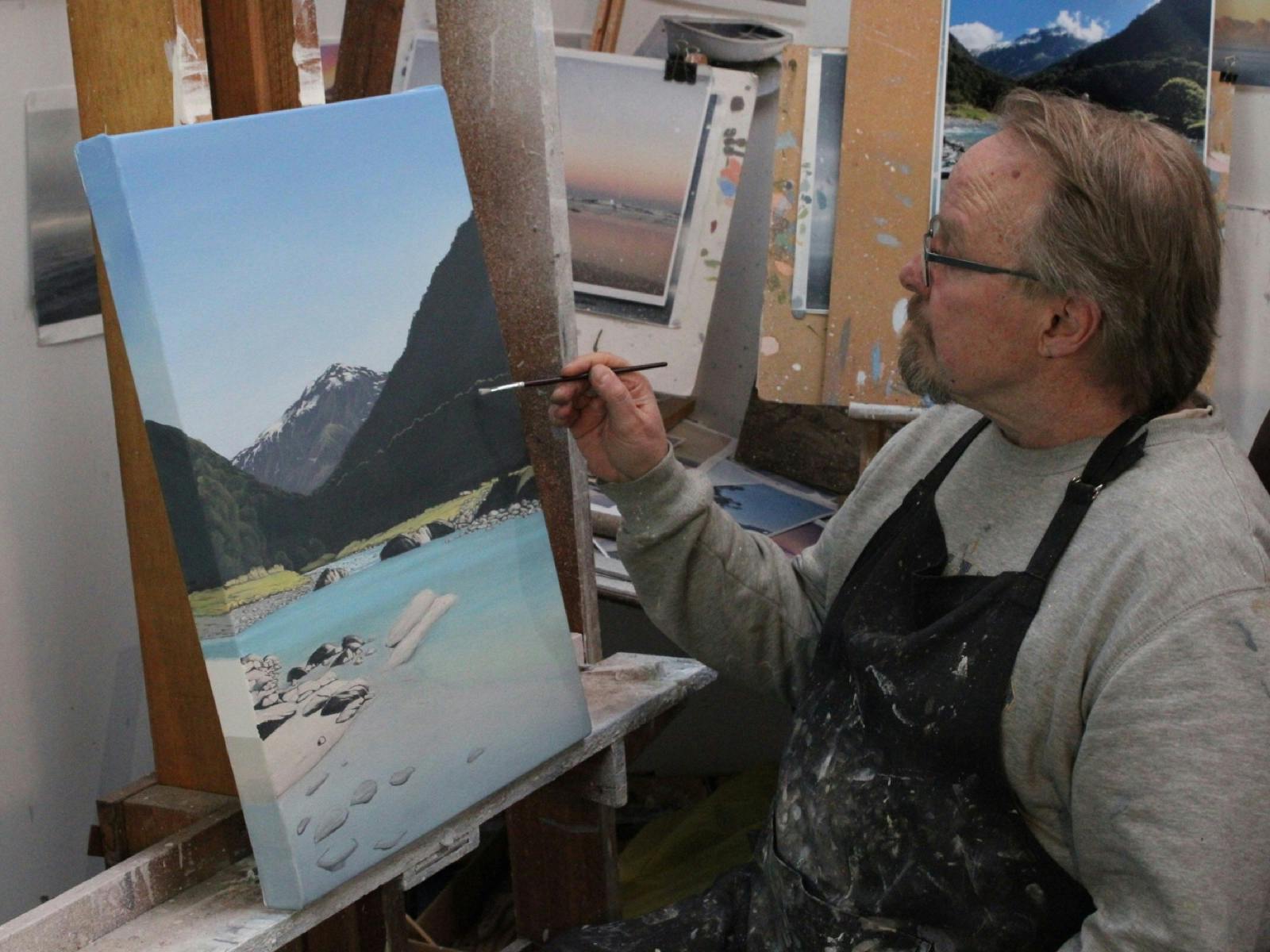 Richard Stanley, artist working in his studio