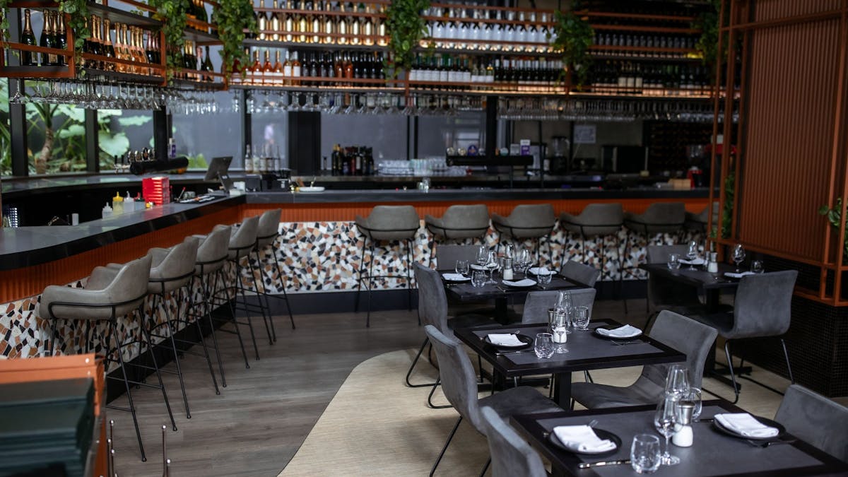 bar and tables