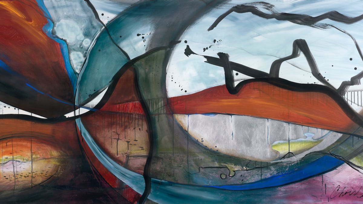 Abstract Art, dramatic sphere-landscape