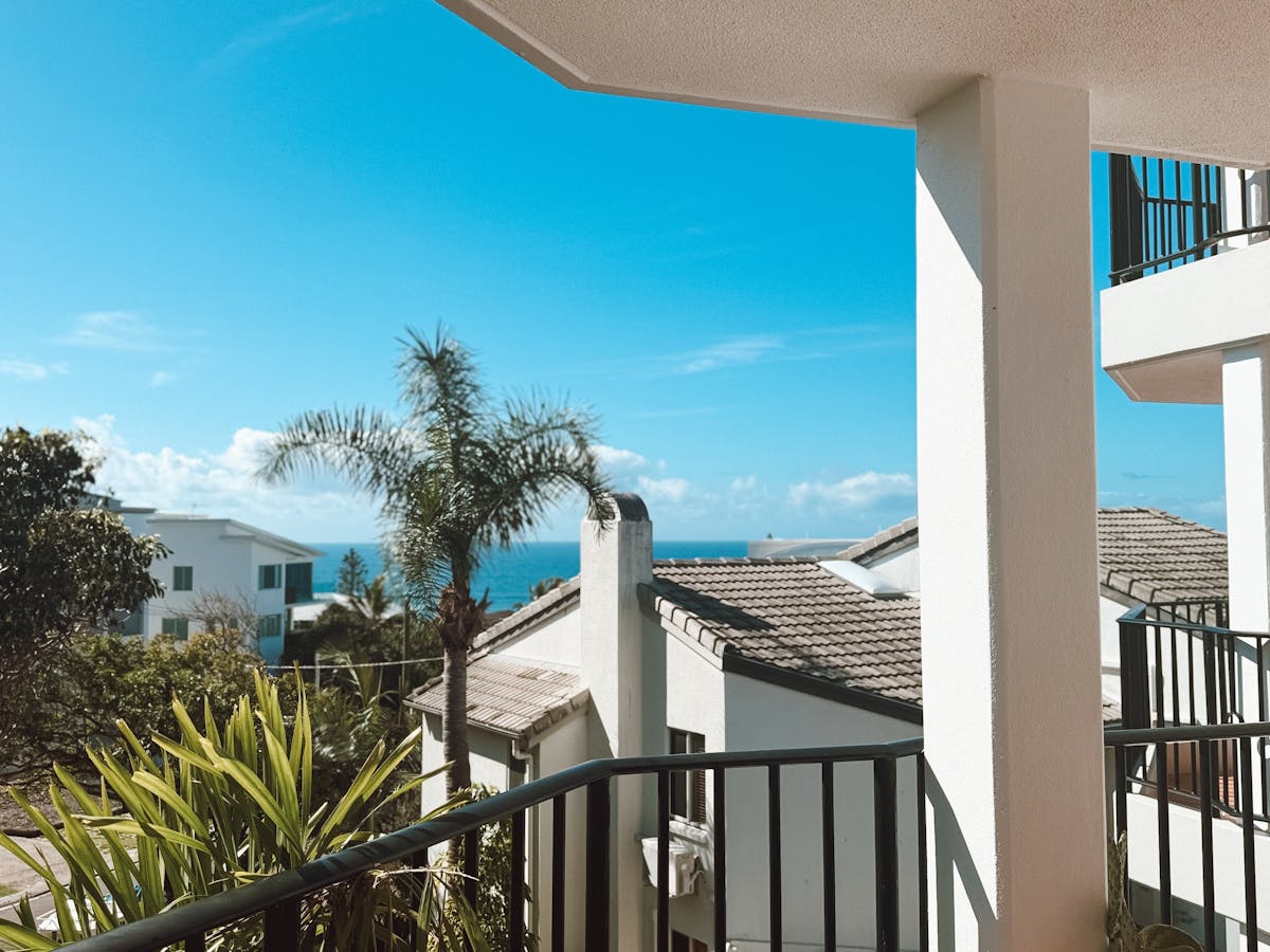 Seaside apartment, north-facing balcony,  dine alfresco to make the most of the ocean views.
