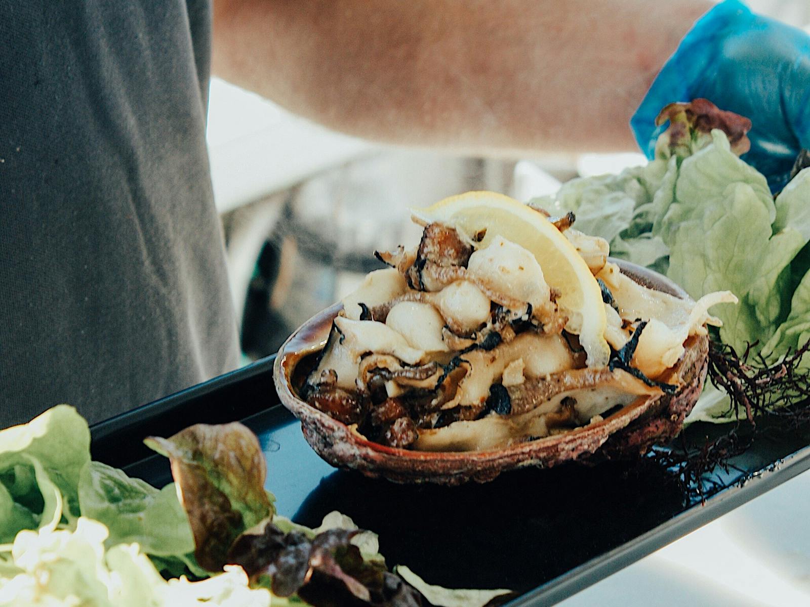 Tasmanian Abalone served on our Deep-to-Dish Tasmanian Seafood Experience