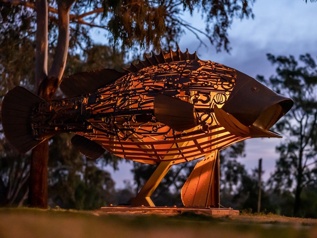 Murray Cod Sculpture on Balonne River in St George Big Things