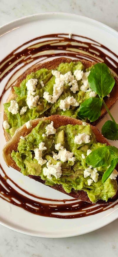 Three mills sourdough, smashed avocado, fetta, balsamic glaze