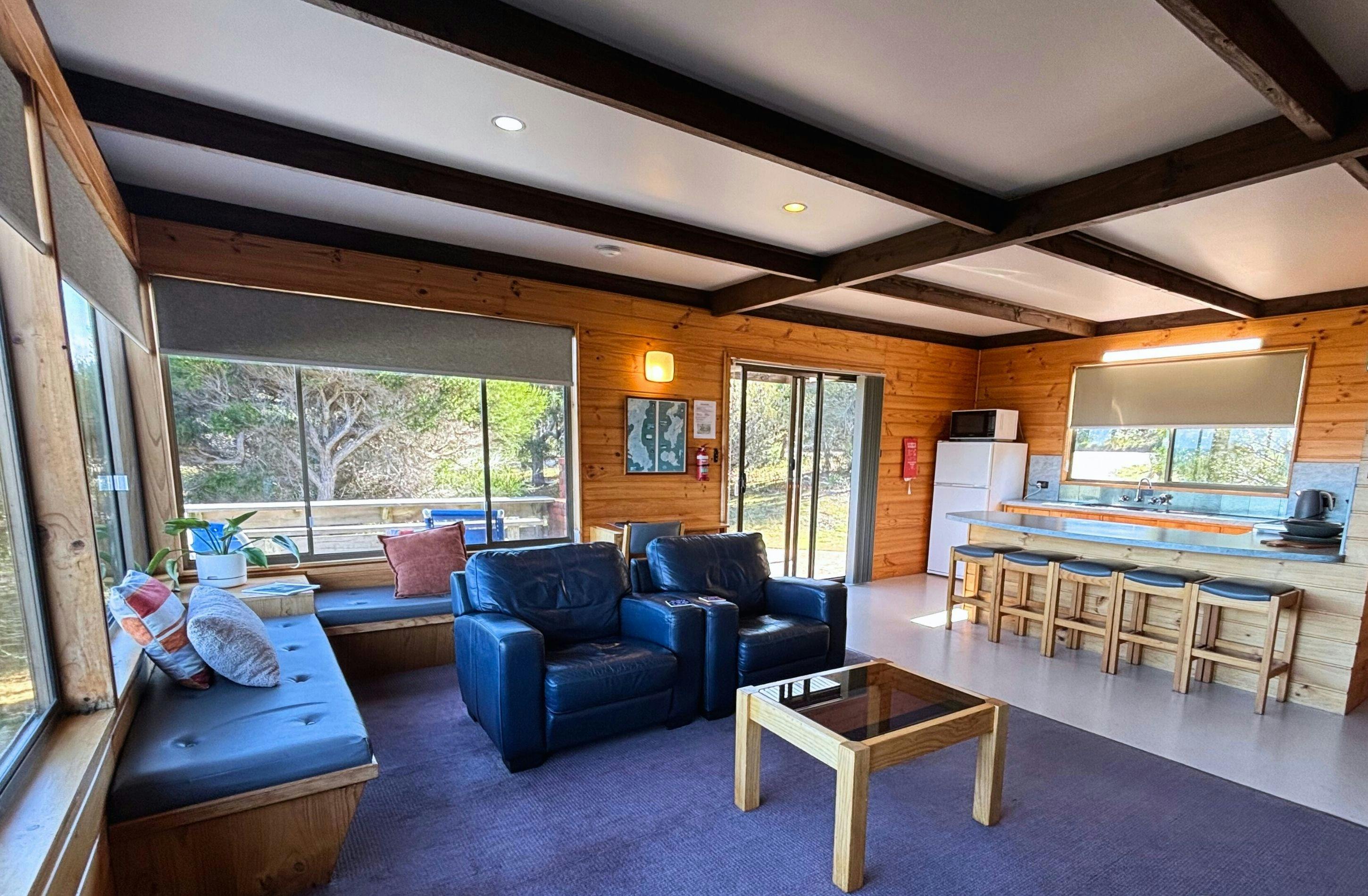 Vintage Chalet lounge and kitchen area