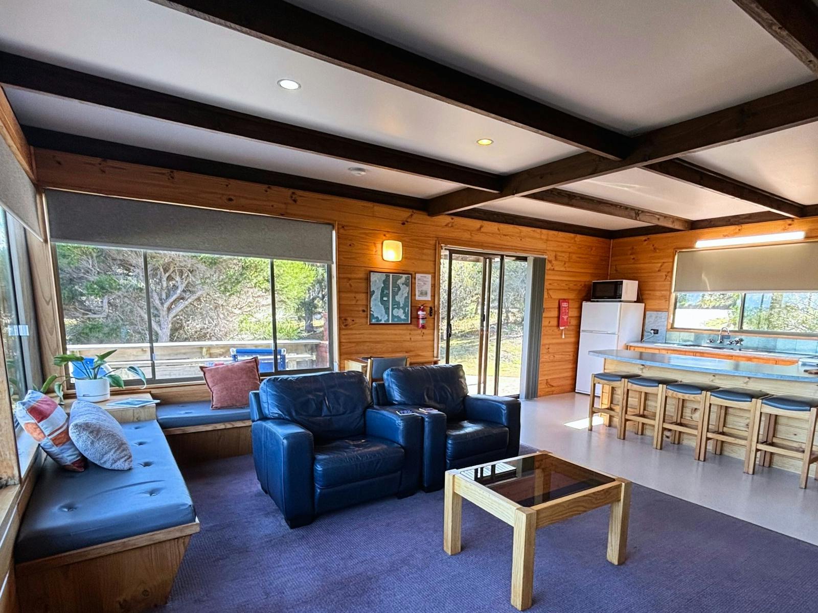 Vintage Chalet lounge and kitchen area