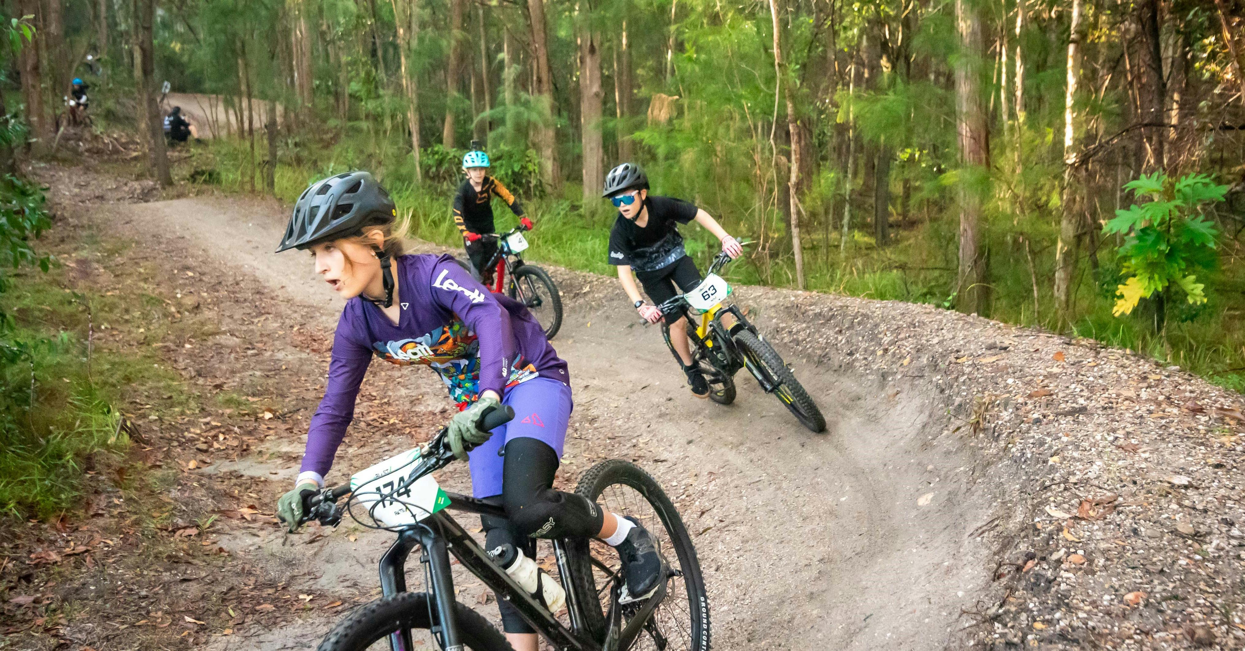 3 boys and girls having a blast on the Mini Blast course