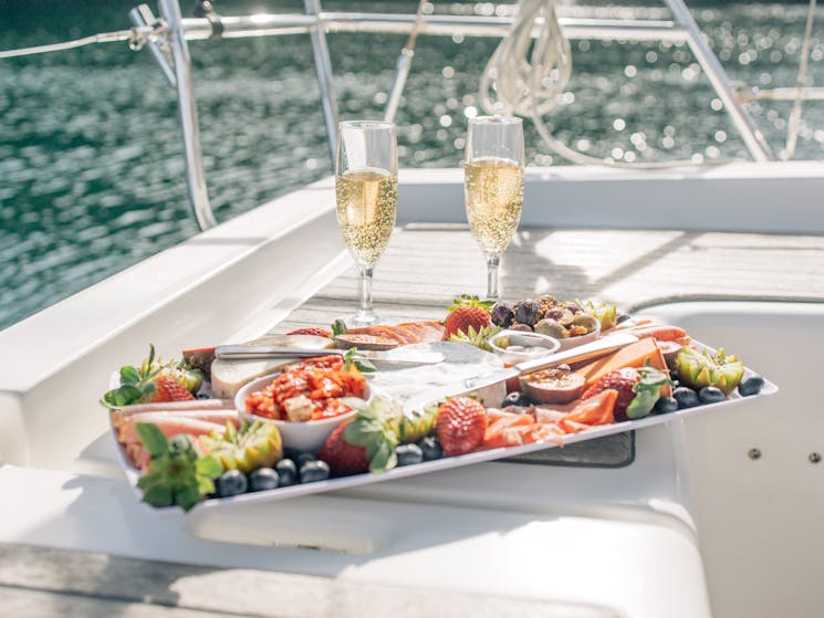 Cheese and Antipasto platter with Champagne