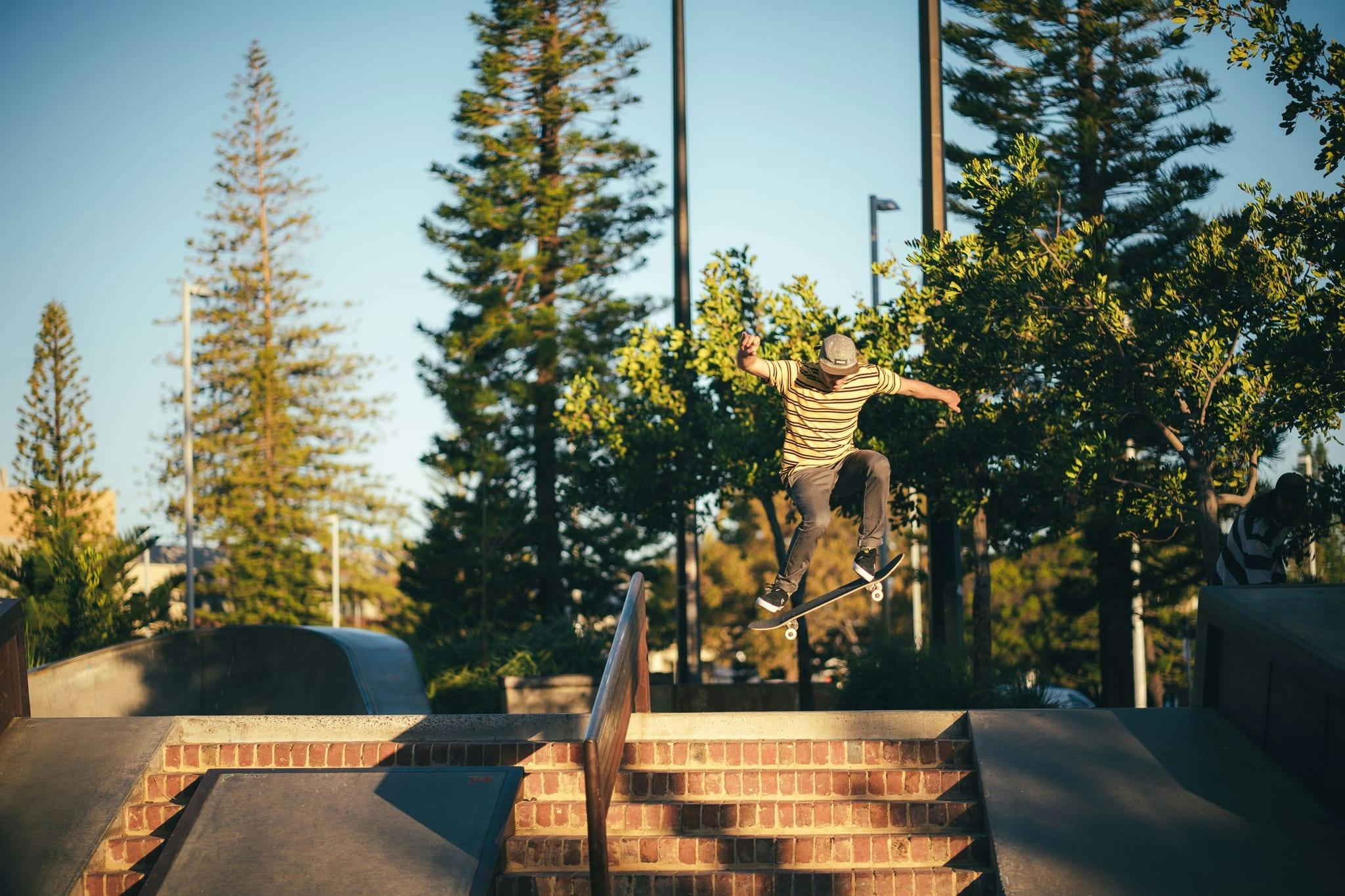 Skateboarding at the Esplanade Youth Plaza