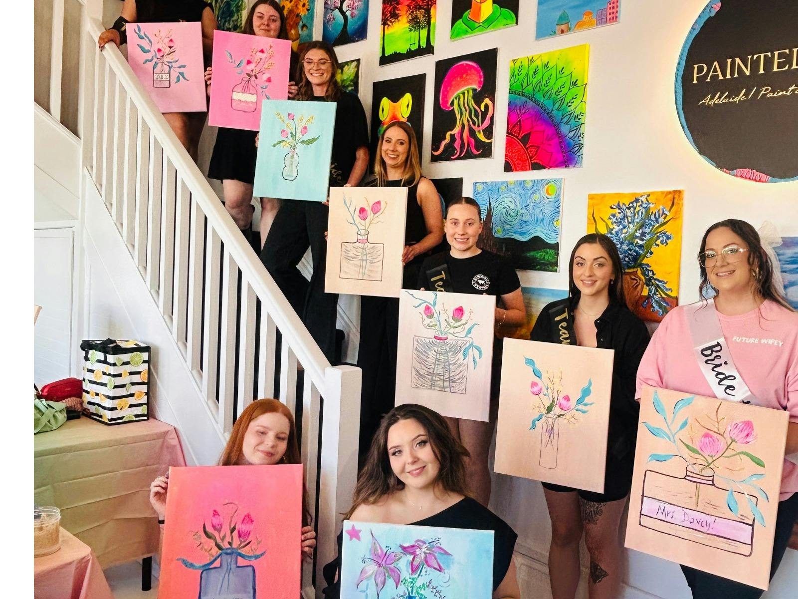 Hens Paint & Sip at Paintelaide City Studio