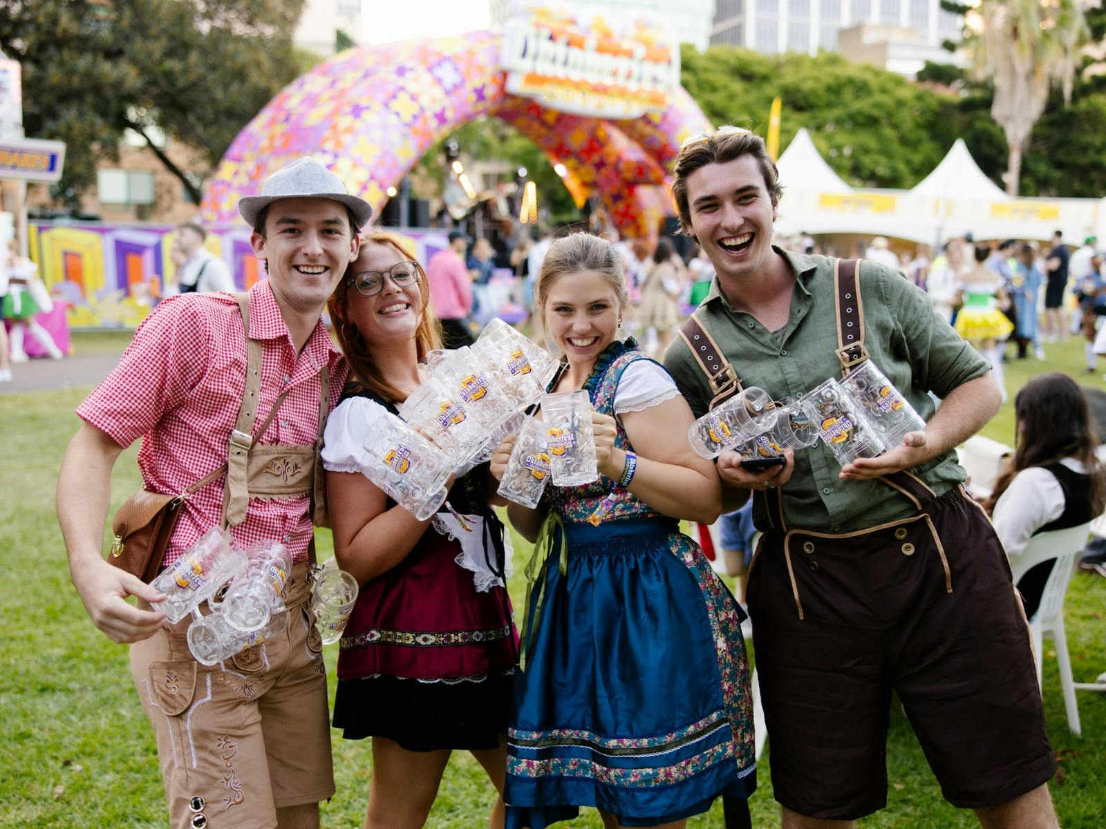 Group holding beer glasses