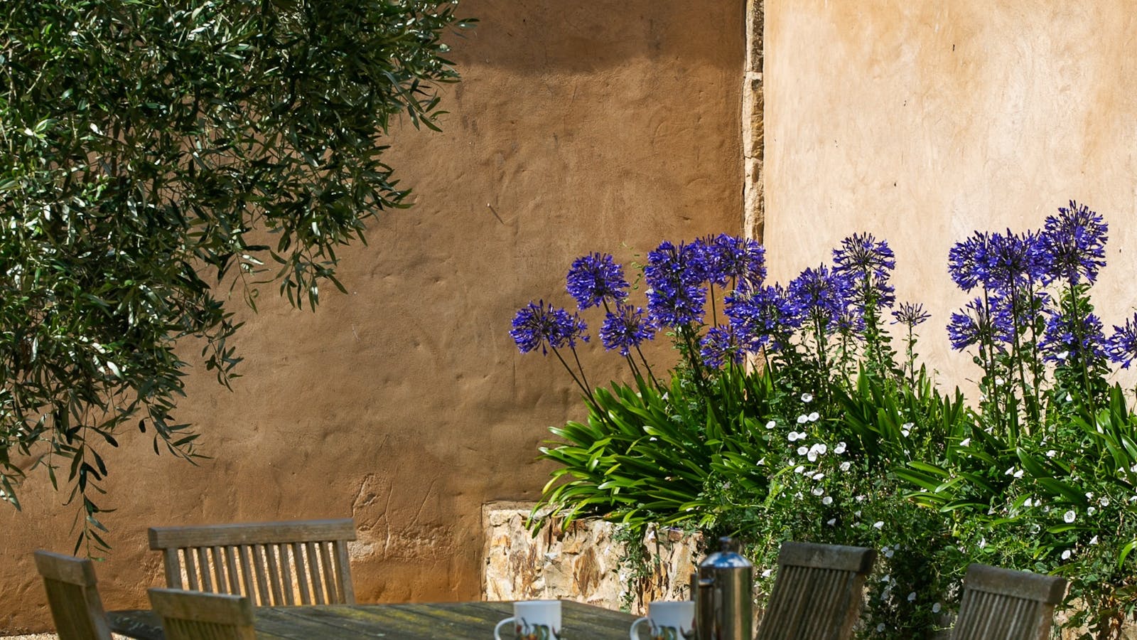 Walled courtyard for outdoor dining. Gas BBQ available