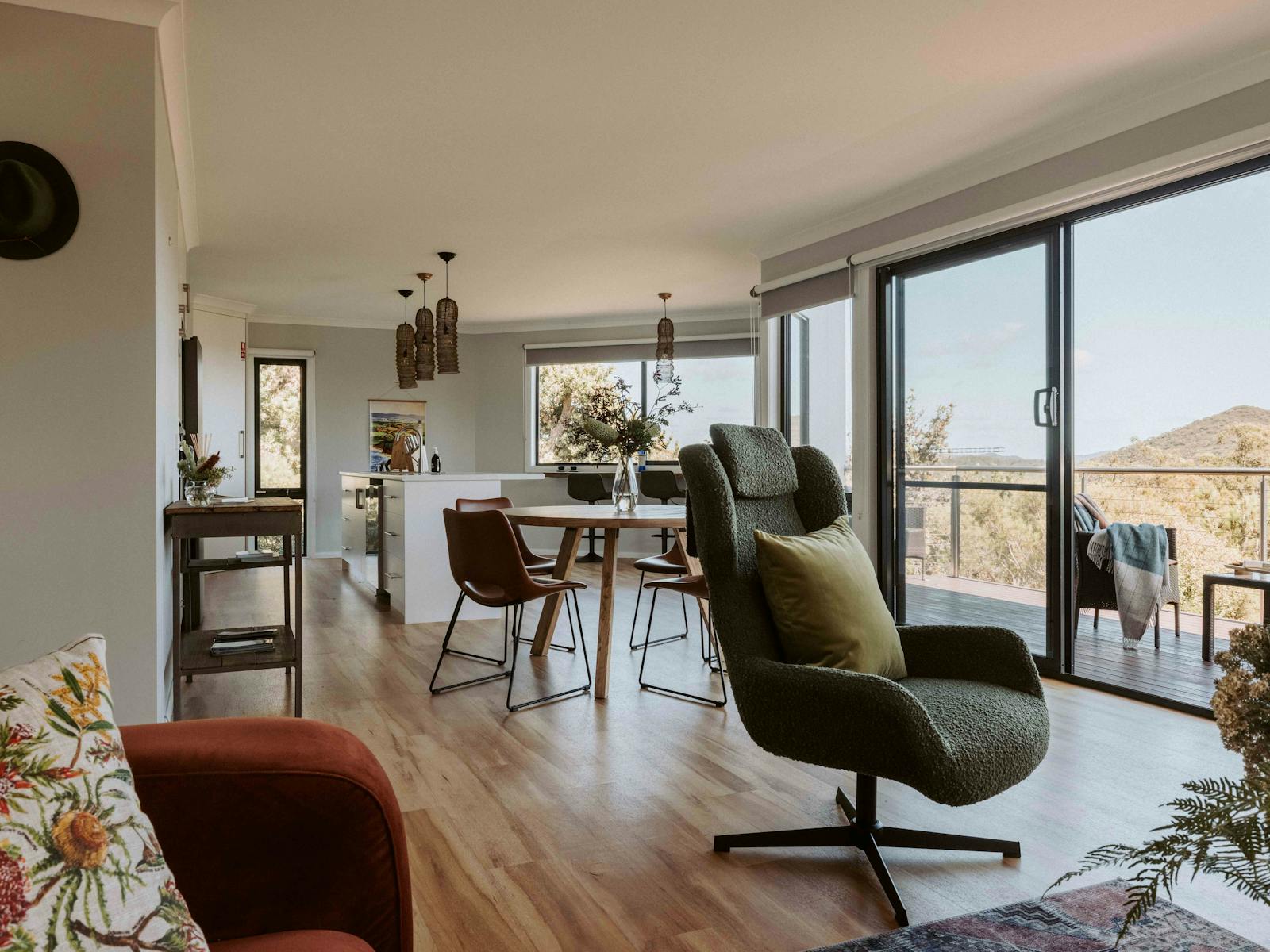 This open-plan space lets you dine in or out, with plenty of room to enjoy the stunning views.