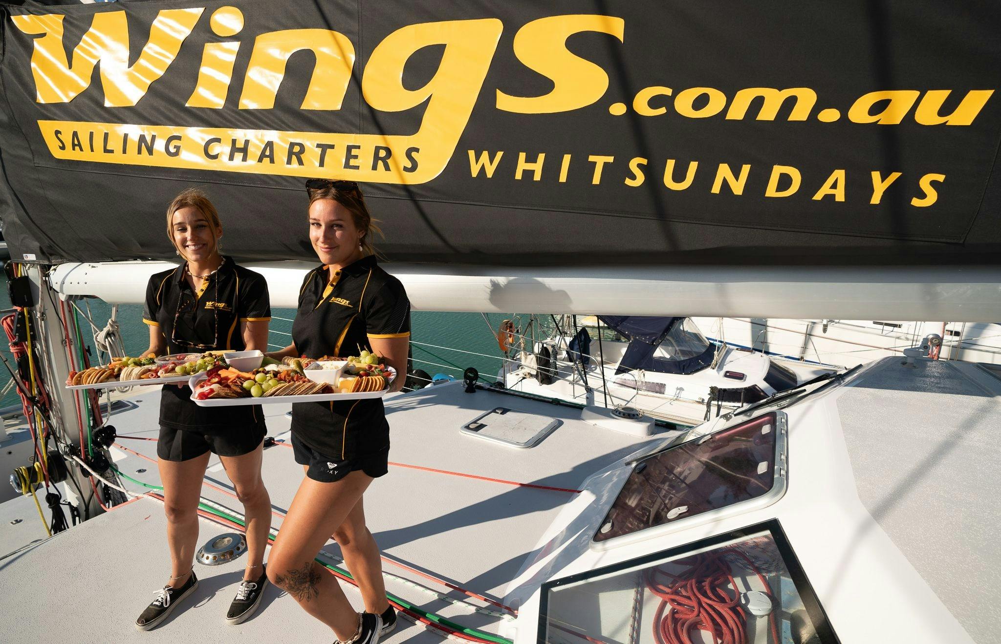 Wings crew with platters