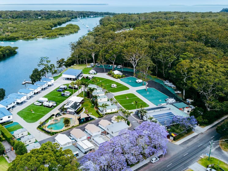 Aerial shot of Jervis Bay Holiday Park