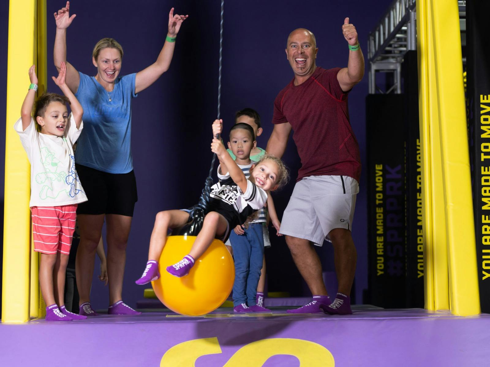 Family on Ninja Track Obstacle Course