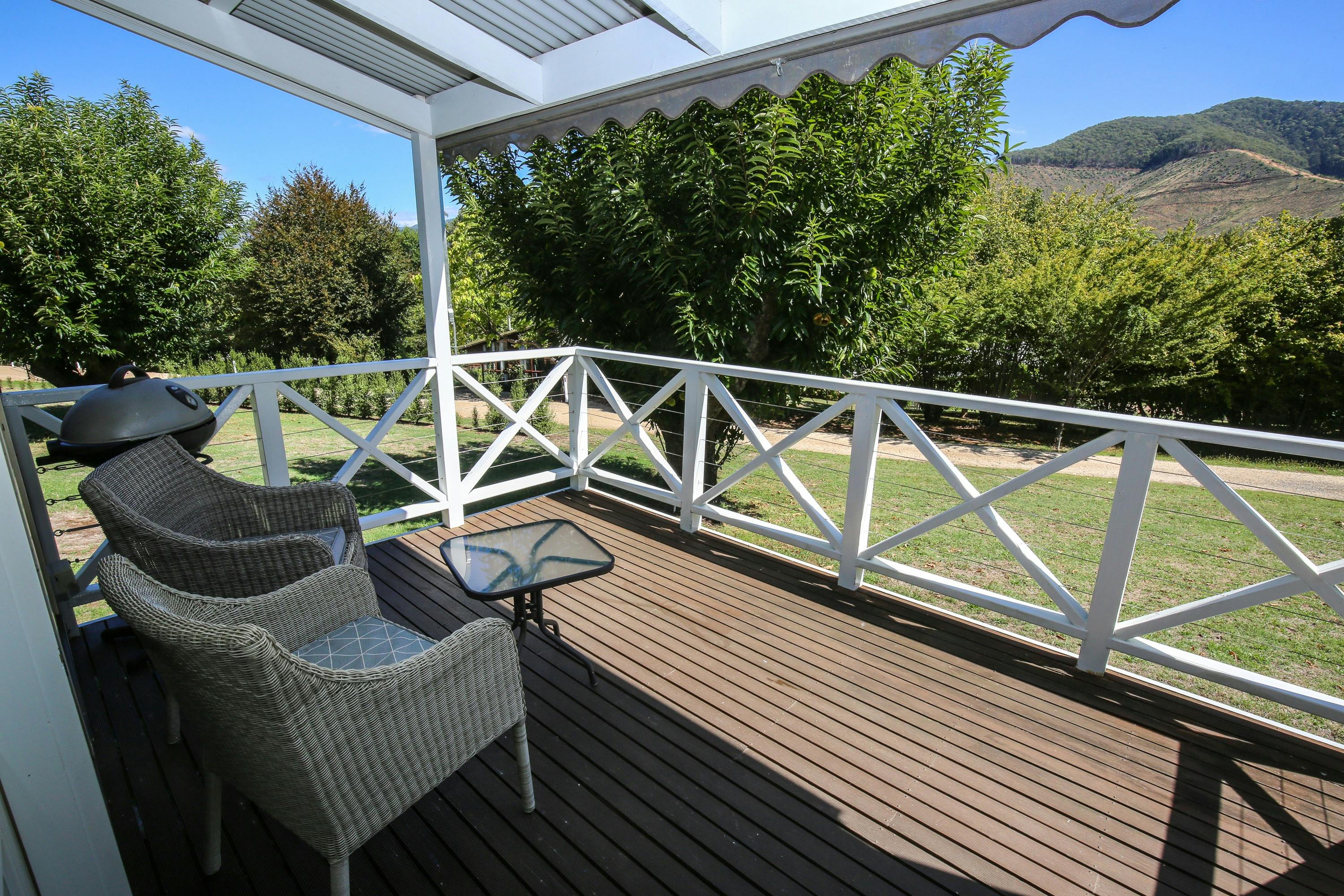 Deck views at Abby's Cottage with Alpine Valley Getaways