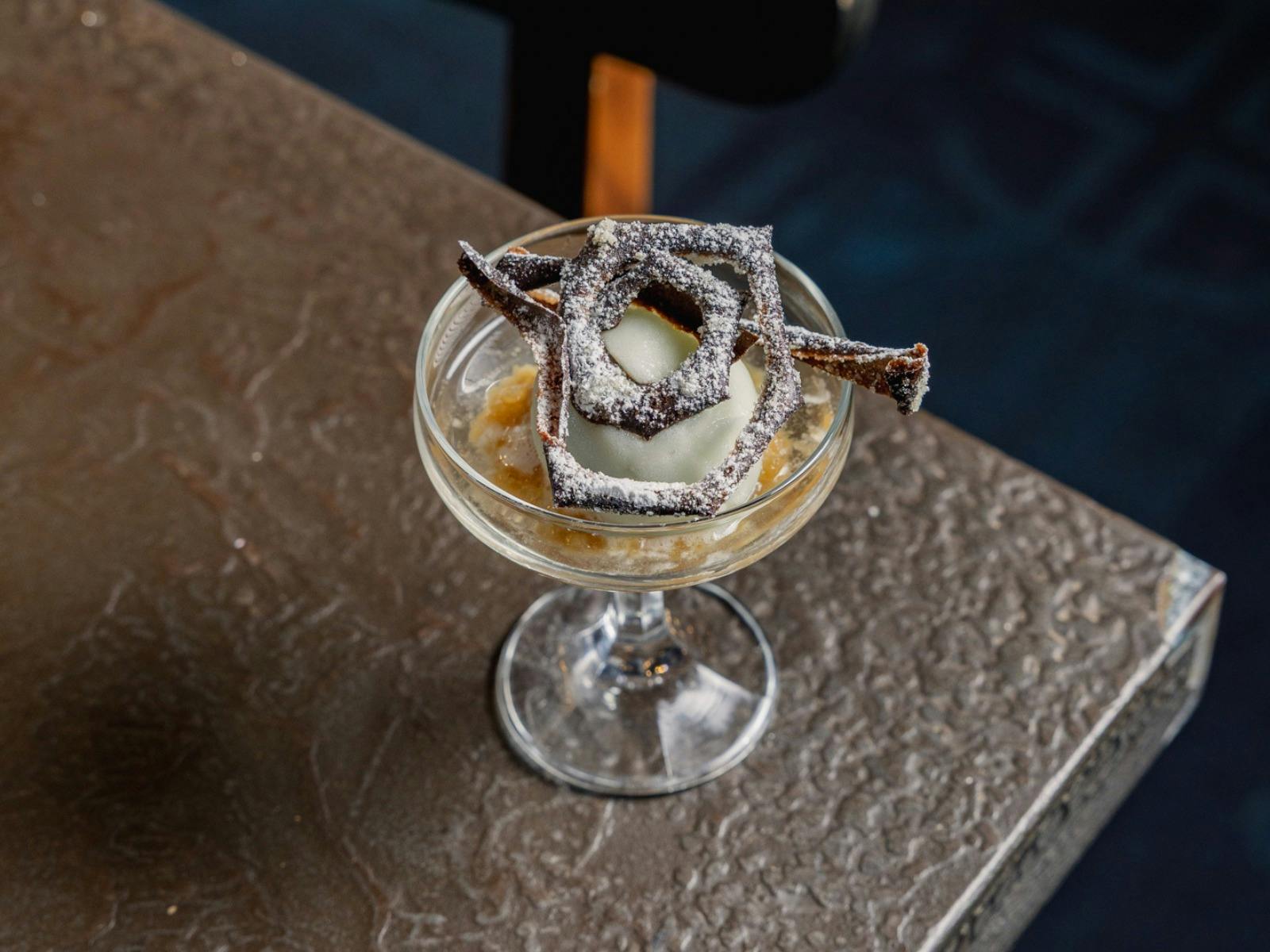 Cocktail with chocolate decoration