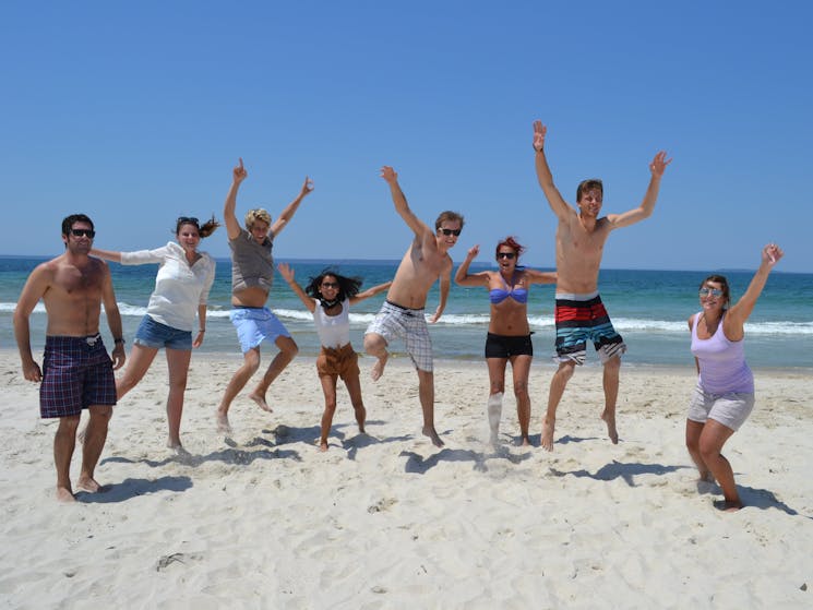 Group at Hyams Beach on Jervis Bay tour
