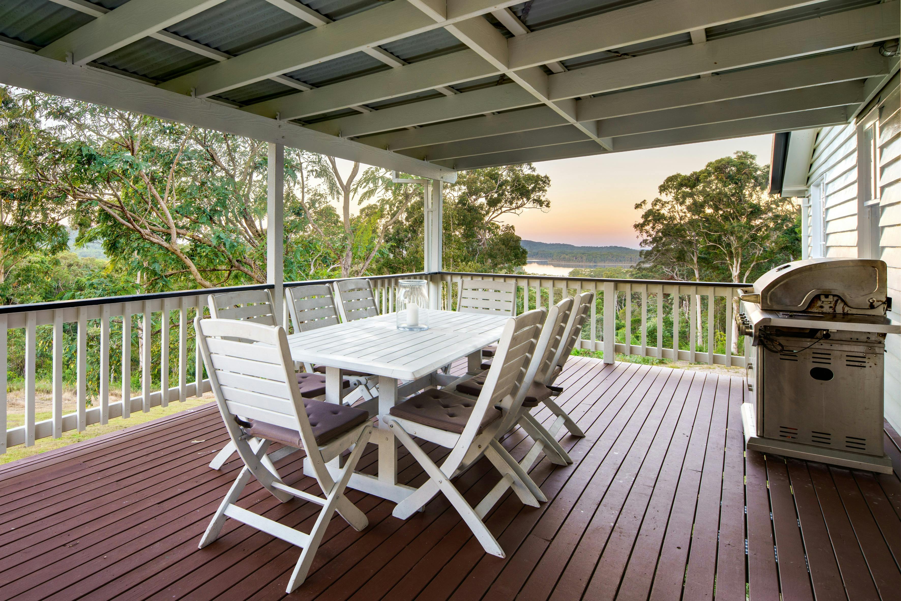 Picturesque views of the Ewen Maddock Dam from the verandah.