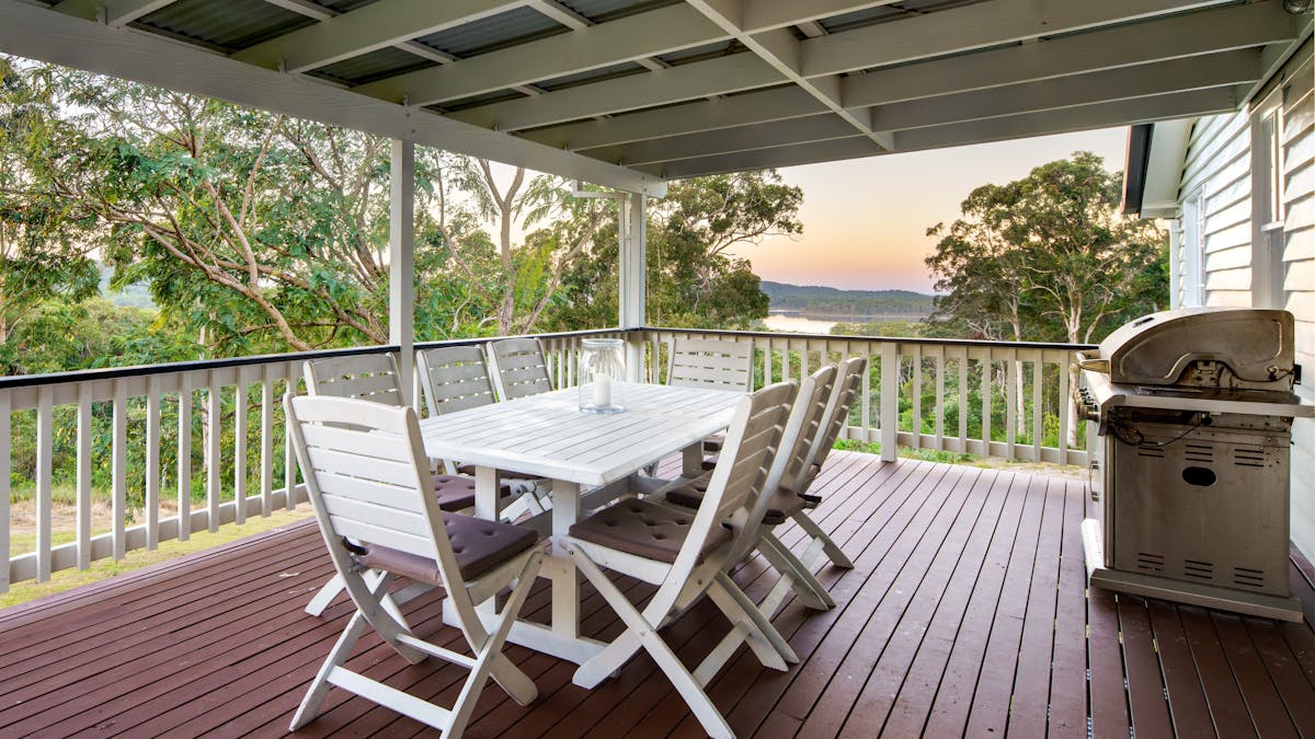 Picturesque views of the Ewen Maddock Dam from the verandah.