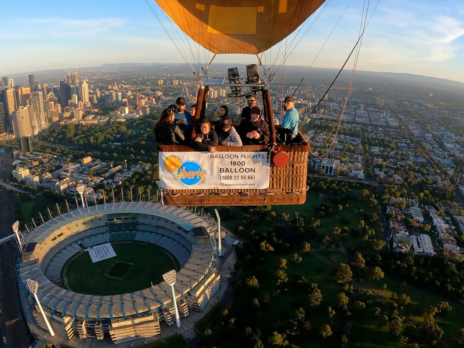 Hot air balloon adventure captured on GoPro, soaring over MCG