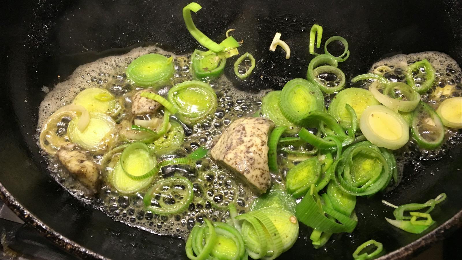 Truffle butter and leek