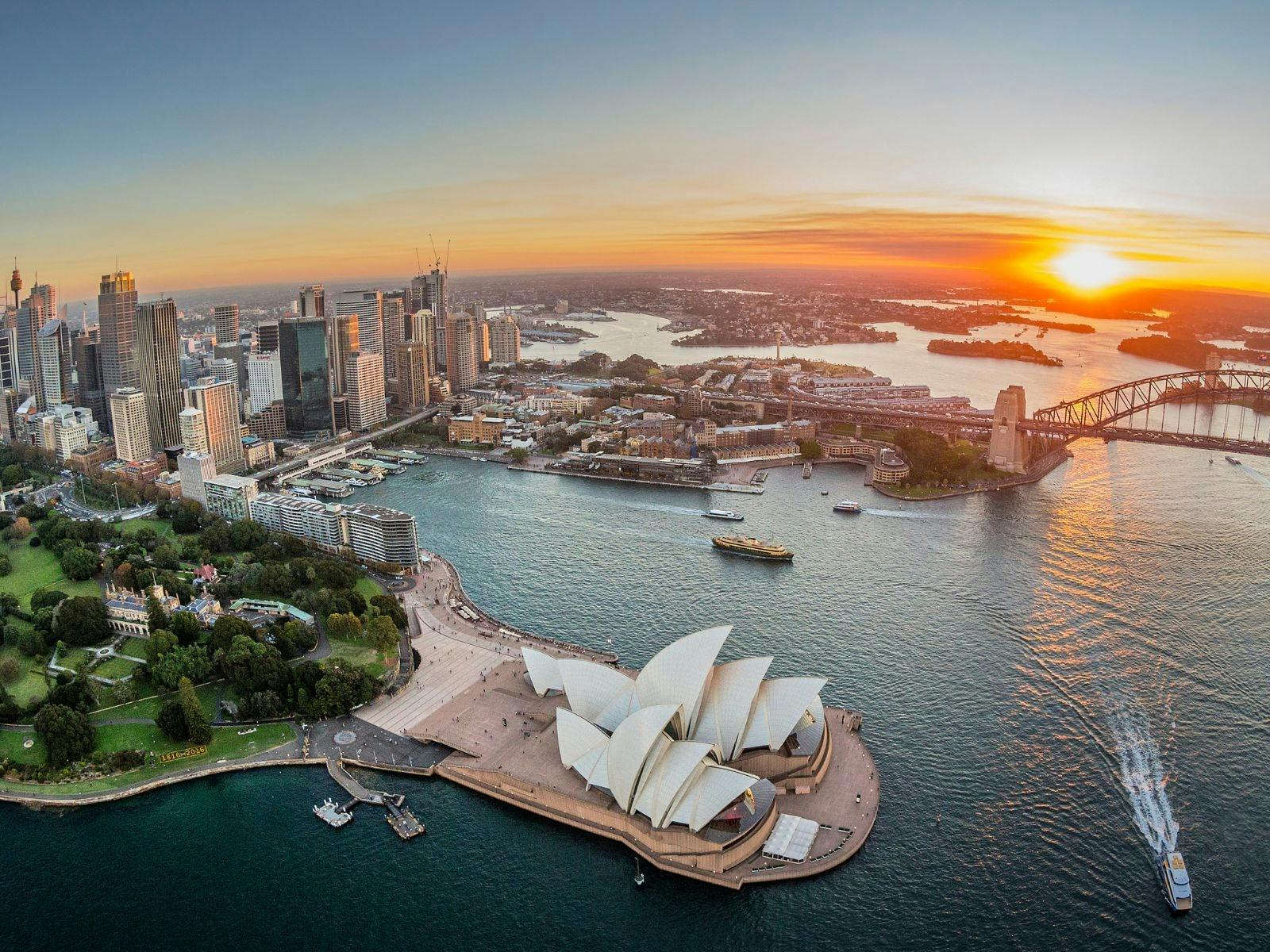 aerial shot of Sydney Harbour
