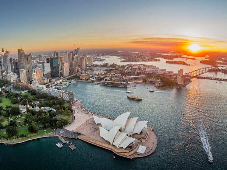 aerial shot of Sydney Harbour