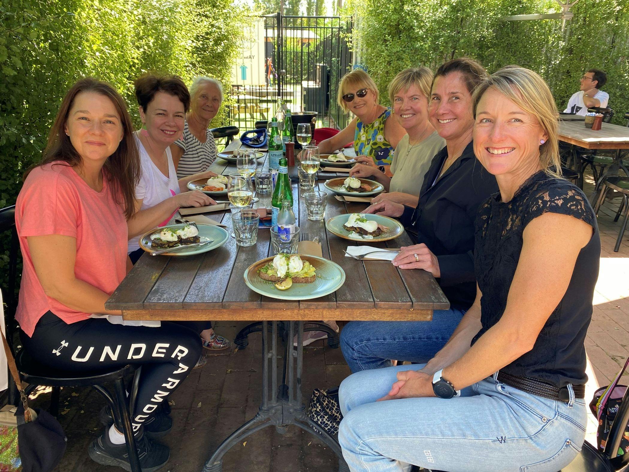 Group enjoying outdoors lunch